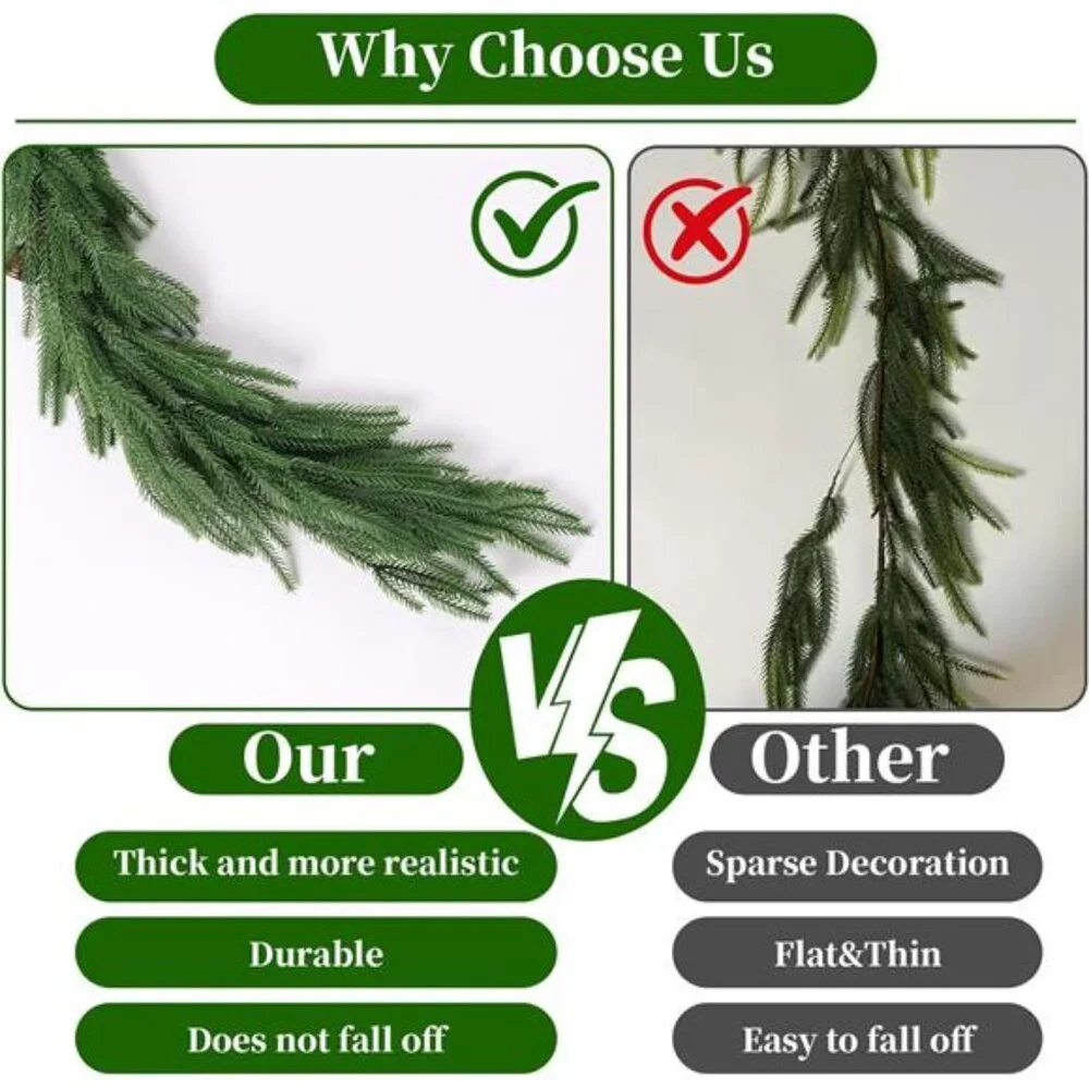 Christmas Garland of Artificial Norfolk Pine 2 Pcs 6 FT Christmas Decorations